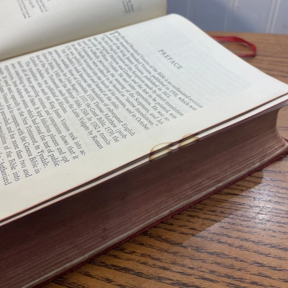 HOLY BIBLE - RSV Revised Standard Version, Vtg 1953 World Red Morocco Leather